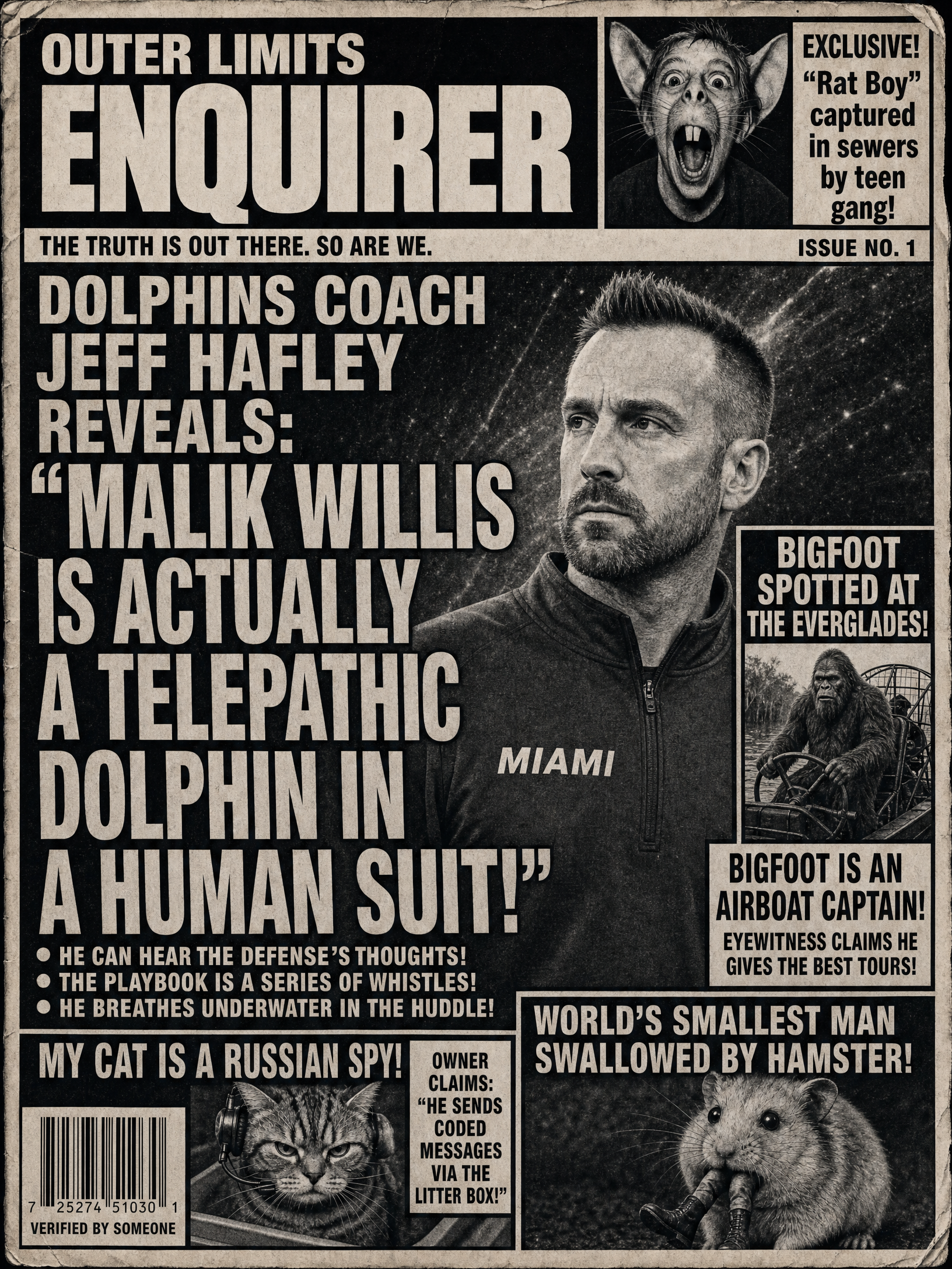 Outer Limits Enquirer — Dolphins edition front page